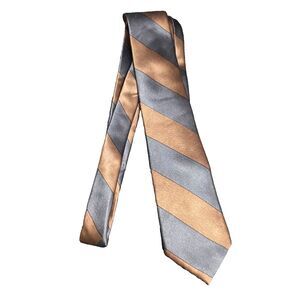 #6839 Brown and Black Striped Oscar De La Renta Mens Necktie, Tie